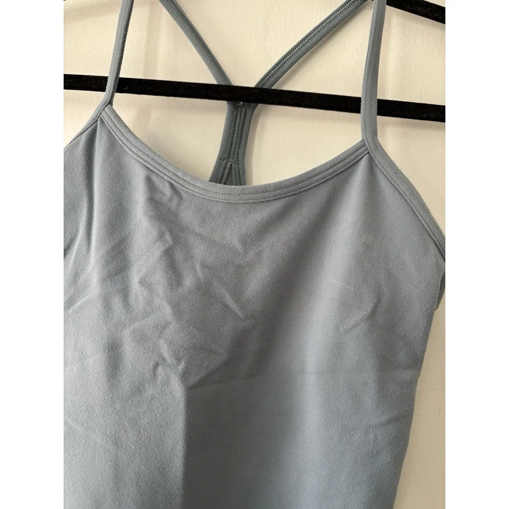 Lululemon Cropped Power Y Tank *Luon Blue Charcoal Size 2 Yoga Pilates Workout